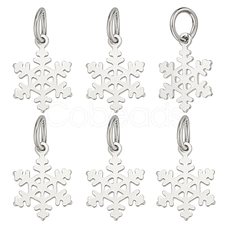 6Pcs 925 Sterling Silver Snowflake Charms PALLOY-PH01786-1