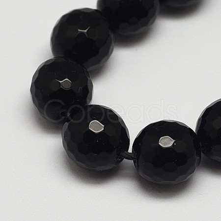 Faceted Round Grade A Synthetic Black Stone Beads Strands G-N0137-04-6mm-1
