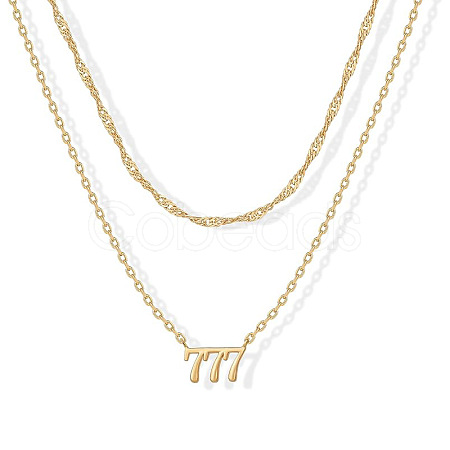 304 Stainless Steel Figure Pendant Double Layer Necklaces for Women FS-WGF1C2D-07-1