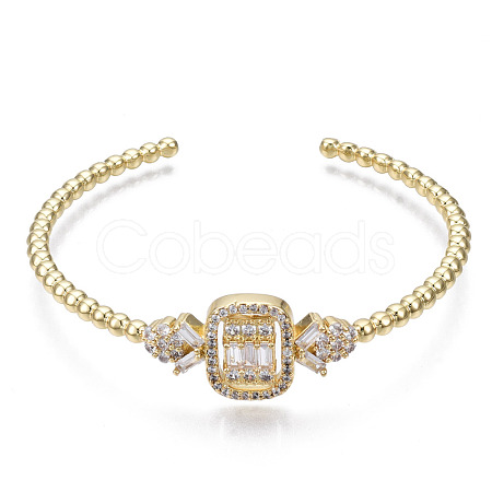 Sparkle Cubic Zirconia Ball Beaded Cuff Bangle for Her BJEW-N012-004-NF-1