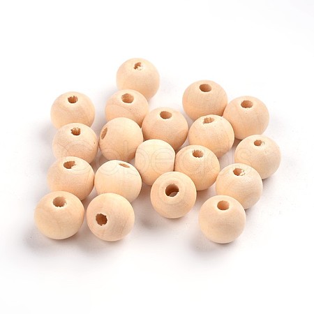 Natural Unfinished Wood Beads WOOD-S651-10mm-LF-1