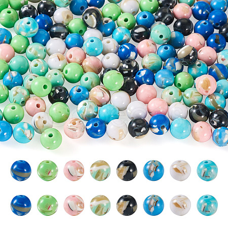 160Pcs 8 Colors Assembled Synthetic Stone and Trochus Shell Beads G-TA0002-31C-1