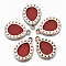 UV Plating Acrylic Pendant Rhinestone Settings, with Enamel, Teardrop, Light Gold, Dark Red, Fit for 2mm Rhinestone
, 28x20x3mm, Hole: 2.5mm