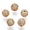 Rack Plating Brass Cubic Zirconia Beads, Long-Lasting Plated, Round, Golden, 6x6mm, Hole: 1.5mm