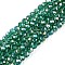 Electroplate Glass Beads Strands, AB Color Plated, Faceted, Rondelle, Green, 4x3mm, Hole: 0.4mm, about 113~115pcs/strand, 16.14~16.34 inch(41~41.5cm)