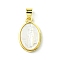 Rack Plating Brass Pave Natural Shell Pendants, Oval Charms, Long-Lasting Plated, Real 18K Gold Plated, Cadmium Free & Lead Free, 18.5x11.5x4mm, Hole: 5x3mm