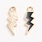 Alloy Enamel Pendants, Lightning, Light Gold, Black, 20.5x7.5x1.5mm, Hole: 2mm