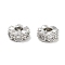 Brass Micro Pave Cubic Zirconia Beads, Platinum, Flat Round, Clear, 6x3mm, Hole: 2mm