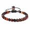 Natural Banded Agate Round Bead Adjustable Braided Bracelets, 6mm