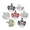 Rhinestone Pendants, Cadmium Free & Lead Free, with Alloy Findings, Crown, Mixed Color, 31x29x10mm, Hole: 3mm