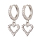 Brass Micro Pave Clear Cubic Zirconia Hoop Earring, Dangle Earring for Women, Heart, 26.5mm, Pin: 0.8x1mm