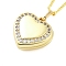 Brass Micro Pave Clear Cubic Zirconia Satellite Chain Locket Pendant Necklaces for Women, Real 18K Gold Plated, Heart, 17.95 inch(45.6cm)