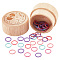 Nbeads 60Pcs Alloy Knitting Stitch Marker Rings, Round Ring, with 1Pc Wooden Stitch Marker Storage Boxes, Mixed Color, 12.5x1.2mm, Inner Diameter: 9.3mm