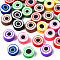 Handmade Polymer Clay Beads, Flat Round with Evil Eye, Mixed Color, 9~10x4~4.5mm, Hole: 1.6mm