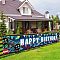 Polyester Hanging Banners Children Birthday, Birthday Party Idea Sign Supplies, Happy Retirement, Black, 300x50cm