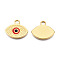 304 Stainless Steel Enamel Pendants, Real 18K Gold Plated, Evil Eye, Dark Red, 17x20x2mm, Hole: 2.5mm