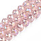 Transparent Crackle Glass Beads Strands, Faceted, Round, Pink, 10x8mm, Hole: 2.5mm, about 72Pcs/strand, 23.62 inch(60cm)