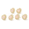Ion Plating(IP) Natural Rose Quartz Heart Stud Earrings with Plastic Pearl Beaded EJEW-E599-02G-03-2