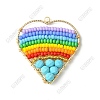 Dyed Natural Magnesite & Glass Seed Beaded Pendants PALLOY-SZ00007-1