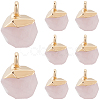 8Pcs Electroplate Natural Rose Quartz Star Cut Round Charms G-SC0003-04-1
