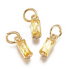 Brass Micro Pave Cubic Zirconia Charms X-ZIRC-F111-03G-2