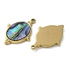 Oval 304 Stainless Steel Natural Paua Shell/White Shell Pendants Ion Plating(IP) STAS-U037-08G-02-2