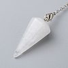 Platinum Tone Brass Crystal Cone Hexagonal Pointed Dowsing Pendulums X-MAK-M015-01I-8