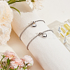 2Pcs Heart Non-Tarnish Stainless Steel Charm Bracelets BJEW-CN0001-23P-4