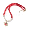 Heart Brass Cubic Zirconia Pendant Necklace NJEW-JN04599-02-4