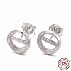 Anti-Tarnish Rhodium Plated 925 Sterling Silver Stud Earring Settings STER-F032-04P-6
