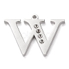 Tarnish Resistant 304 Stainless Steel Letter Pendant Rhinestone Settings STAS-J028-01W-1