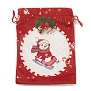 Christmas Theme Rectangle Cloth Bags with Jute Cord ABAG-P008-01A-2