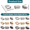 180Pcs 6 Style Zinc Alloy Ribbon Crimp Ends FIND-CA0004-51-4