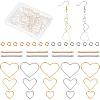 80Pcs 8 Style Brass Heart Linking Rings & Bar Links Connectors DIY-CN0002-09-1