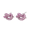knot Brass Micro Pave Cubic Zirconia Stud Earrings EJEW-C174-01P-02-4