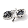 Natural Snowflake Obsidian Oval Pendants G-NH0025-15P-19-2