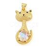 Rack Plating Brass Micro Pave Clear Cubic Zirconia Pendants ZIRC-L100-159G-2