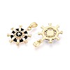 Brass Micro Pave Clear Cubic Zirconia and Enamel Pendants KK-T075-91A-G-2