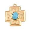 304 Stainless Steel with Synthetic Turquoise Pendants STAS-H253-01C-G-1