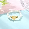 Natural Freshwater Pearl & 304 Stainless Steel Bead Finger Rings RJEW-FS00001-16-4