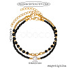 Bohemian Style Plastic Pearl & Brass Cube & Glass Seed Beaded 2-Strand Anklets FS-WG67DAF-01-5