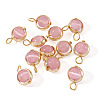 12Pcs Brass & Glass Imitation Cat Eye Round Charms PALLOY-TAC0237-04-3