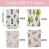 20Pcs 4 Styles Polycotton(Polyester Cotton) Packing Pouches Drawstring Bags ABAG-TA0002-09-4