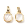 Brass Micro Pave Cubic Zirconia with Natural Shell Charms KK-G533-15G-1