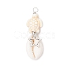 5Pcs 5 Styles Natural Cowrie Shell & Dyed Synthetic Turquoise Turtle Copper Wire Wrapped Pendants PALLOY-JF04034-03-3