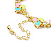 Colorful Enamel Windwill & Cubic Zirconia Link Chain Bracelet BJEW-P288-12G-4