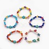 Synthetic Turquoise(Dyed) Beads Kids Stretch Bracelets BJEW-JB03889-1