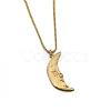 Brass Micro Pave Cubic Zirconia Moon with Face Pendant Necklaces for Women FIND-PW0026-01-2