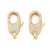 Oval Brass Micro Pave Clear Cubic Zirconia Lobster Claw Clasps KK-I354-01G-03-1