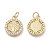 Brass Micro Pave Clear Cubic Zirconia Charms ZIRC-Q024-04G-1